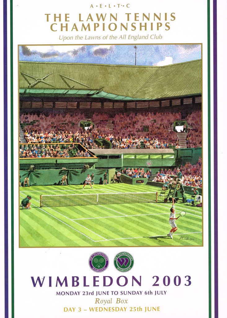 2003 Wimbledon Championships Daily Royal Box Programmes