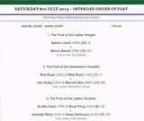 2013 Wimbledon Championships Ladies' Final Programme - Marion Bartoli vs. Sabine Lisicki