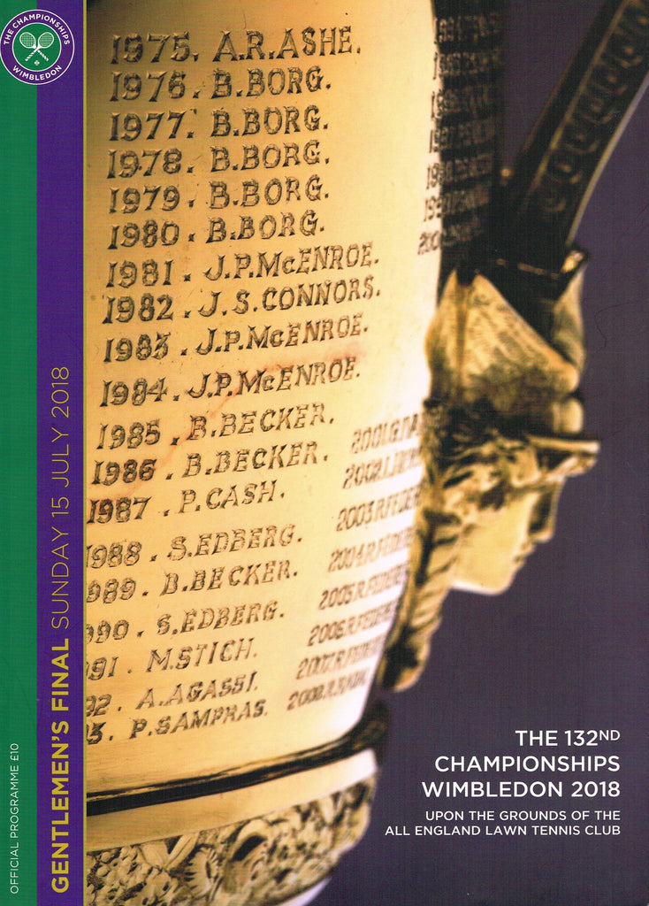 2018 Wimbledon Championships Gentlemen's Final Programme - Novak Djokovic vs. Kevin Anderson