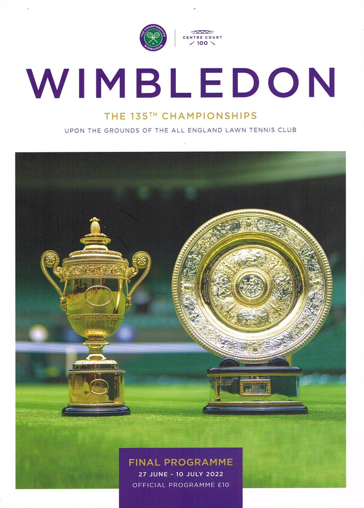 2022 Wimbledon Championships Final Programme with Full Results