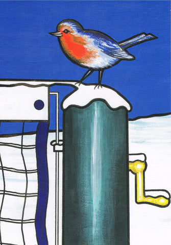 Christmas Card - Robin on Netpost (Order Ref CC01)
