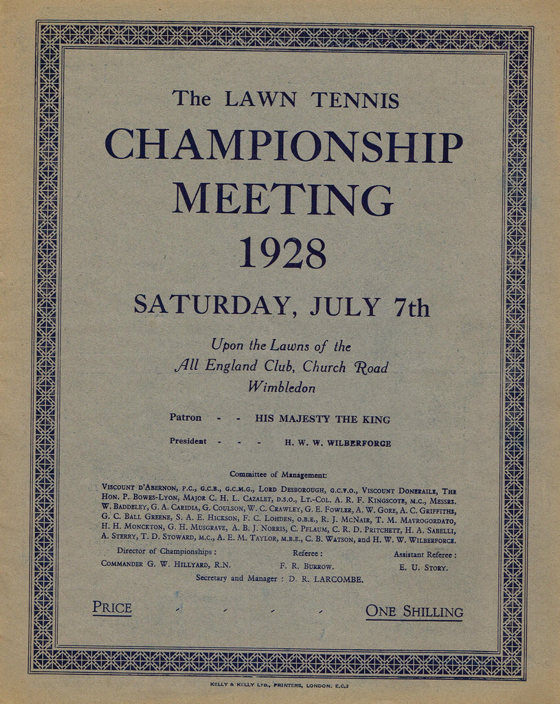 1928 Wimbledon Championships Finals Day Programme