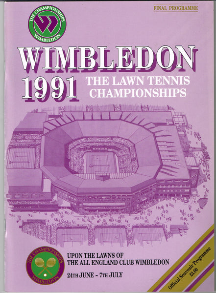 1991 Wimbledon Championships Final Programme with Full Results Tennis