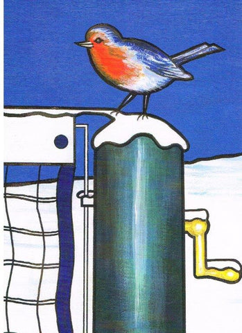 Christmas Card - Robin on Netpost (Order Ref CC01)