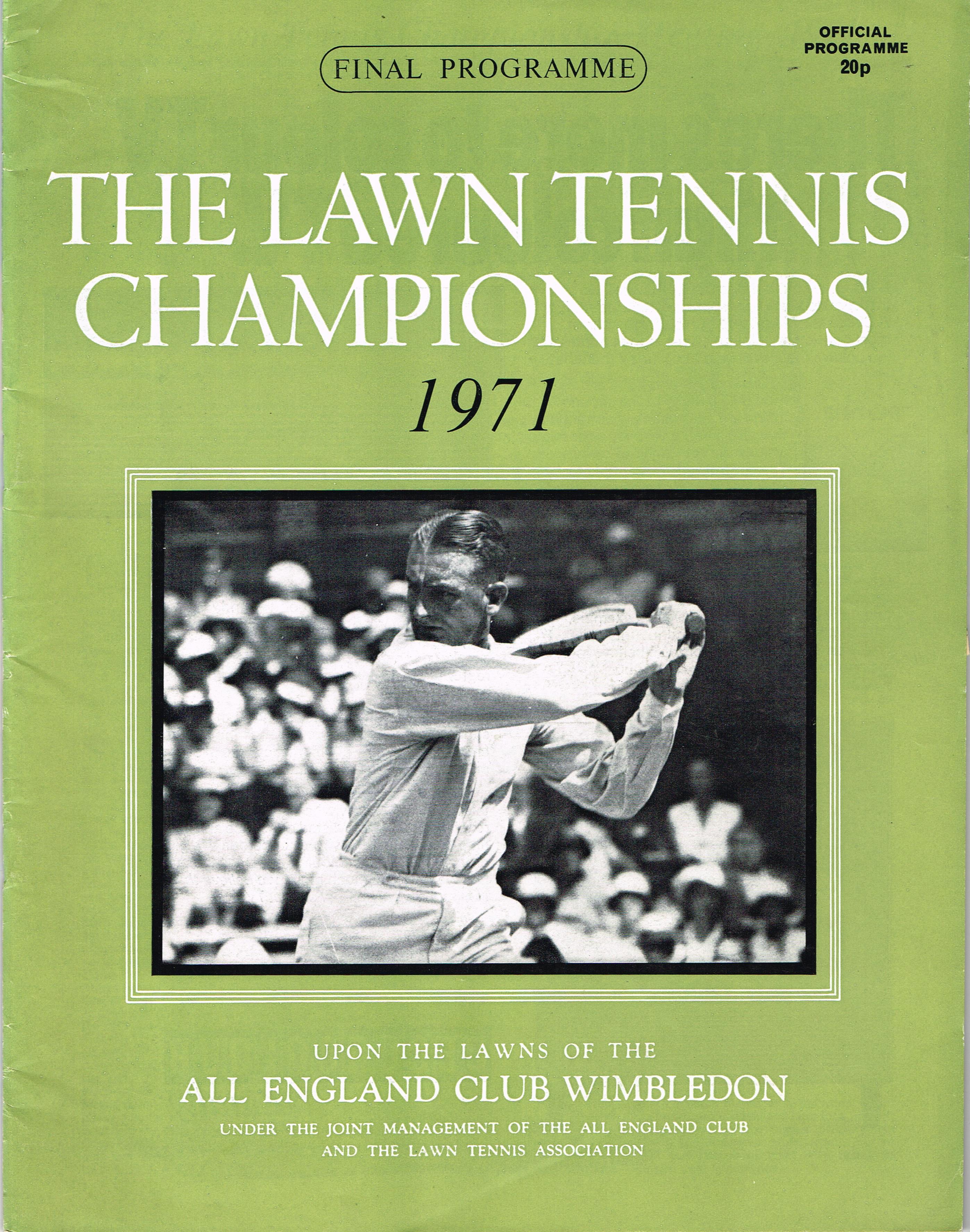 1971 Wimbledon Final Programme with Full Results Tennis Gallery Wimbledon