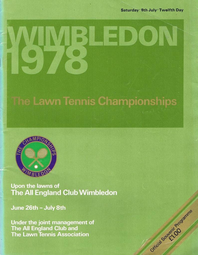 1978 Wimbledon Championships Gentlemen's Final Programme - Björn Borg vs. Jimmy Conners