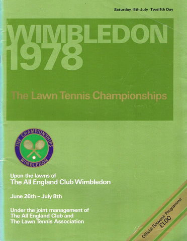 1978 Wimbledon Championships Gentlemen's Final Programme - Björn Borg vs. Jimmy Connors