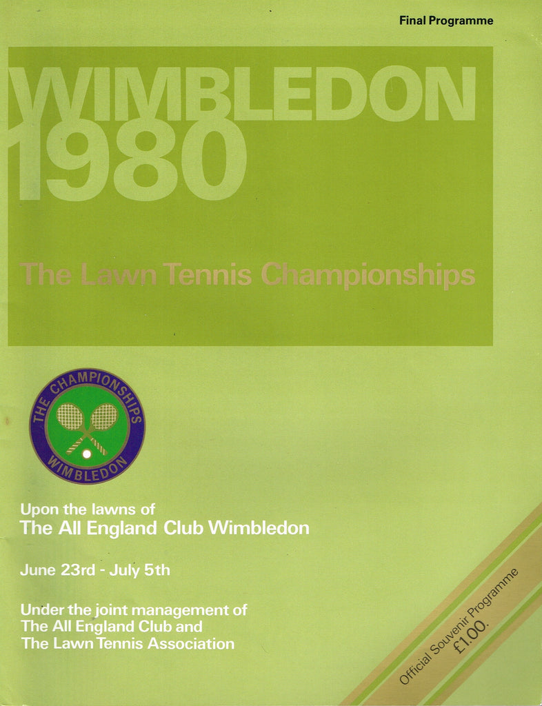 1980 Wimbledon Championships Final Programme with Full Results