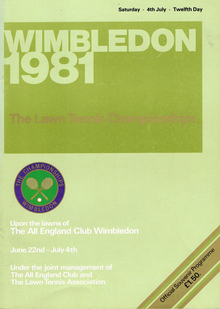 1981 Wimbledon Championships Gentlemen's Final Programme - John McEnroe vs. Björn Borg
