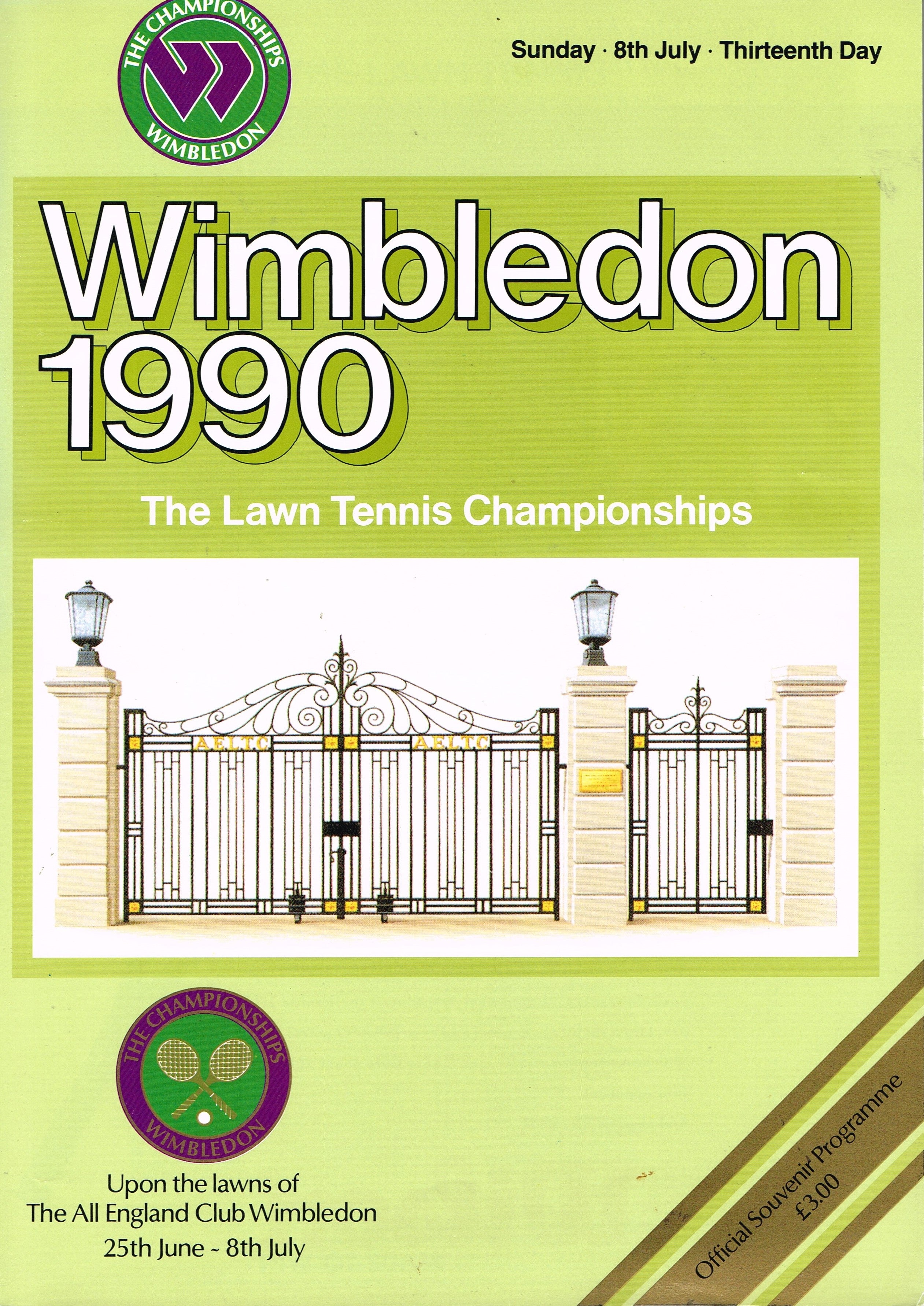 1990 Wimbledon Championships Gentlemen's Final Programme Stefan Edbe