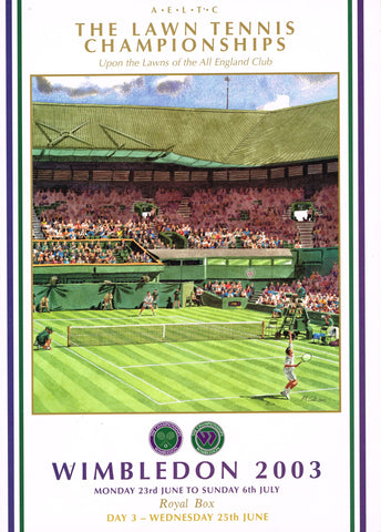 2003 Wimbledon Championships Daily Royal Box Programmes