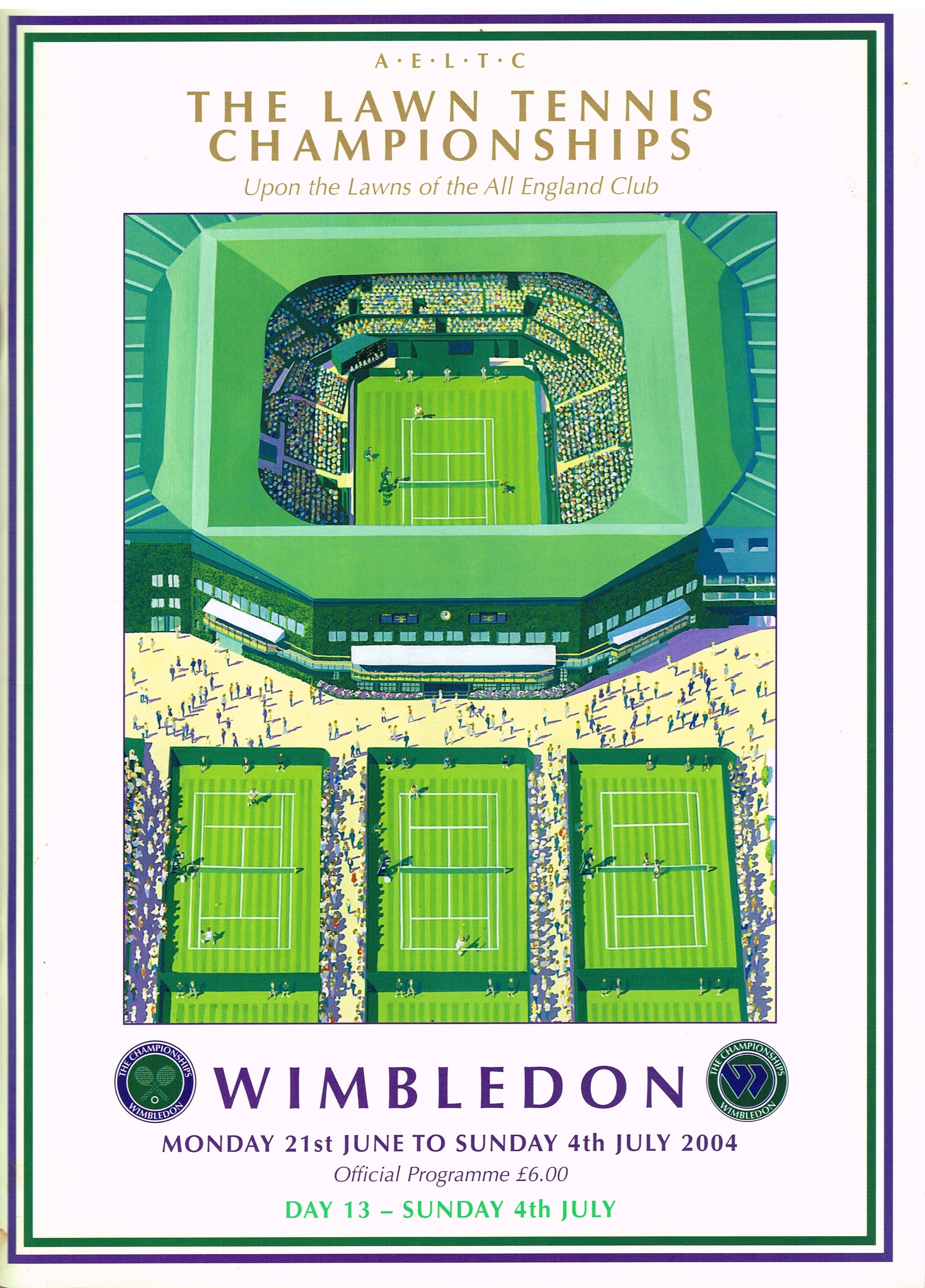 2004 Wimbledon Championships Gentlemen's Final Programme Roger Feder
