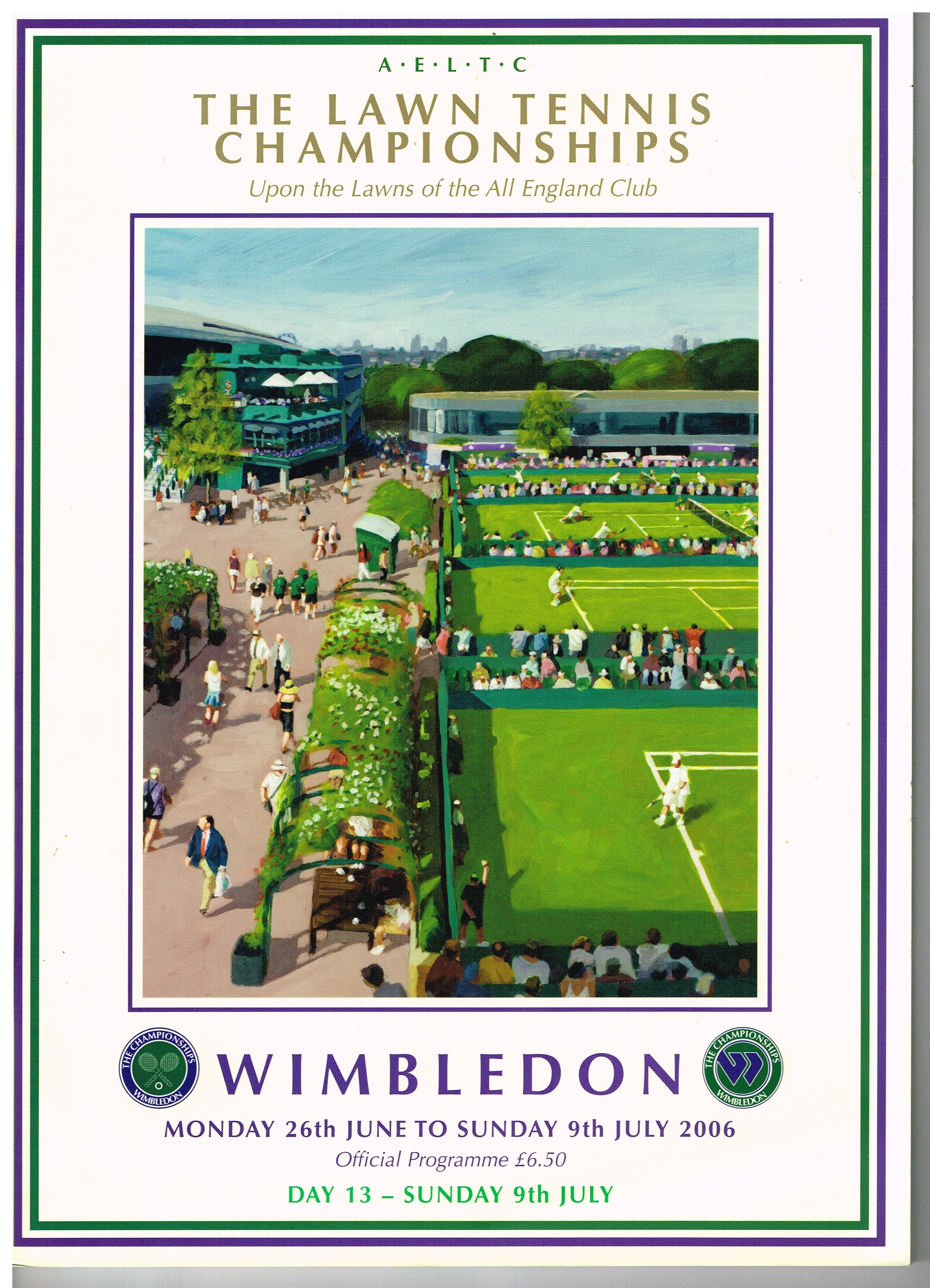 2006 Wimbledon Championships Gentlemen's Final Programme Roger Feder