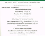 2016 Wimbledon Championships Ladies' Final Programme - Serena Williams vs. Angelique Kerber