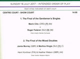 2017 Wimbledon Championships Gentlemen's Final Programme - Roger Federer vs. Marin Čilić