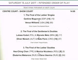 2017 Wimbledon Championships Ladies' Final Programme - Garbiñe Muguruza vs. Venus Williams
