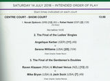 2018 Wimbledon Championships Ladies' Final Programme - Angelique Kerber vs. Serena Williams