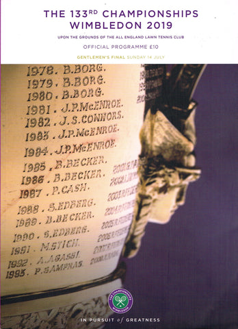 2019 Wimbledon Championships Gentlemen's Final Programme - Novak Djokovic vs. Roger Federer