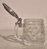 Berlin 1981 German mini glass tankard/stein with hinged pewter lid