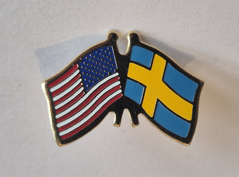 USA American Sweden Friendship Flag Lapel Pin