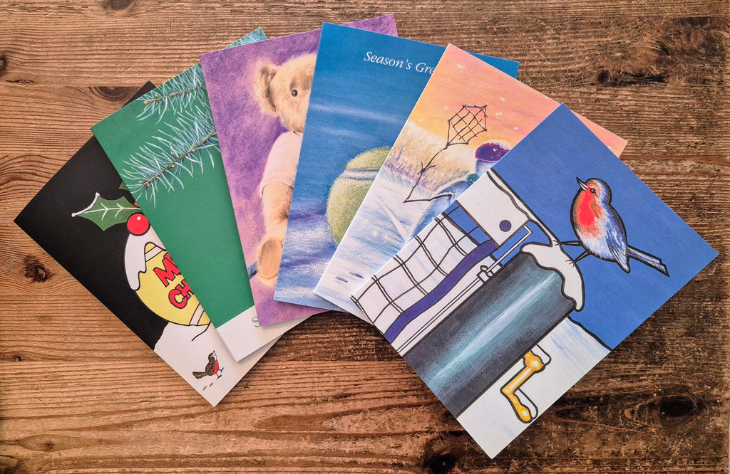 Traditional Christmas cards, 6 different cards