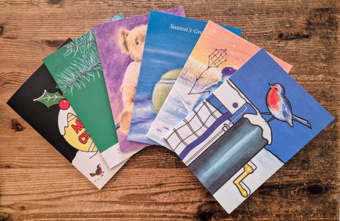 Traditional Christmas cards, 6 different cards