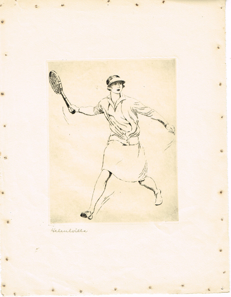 Helen Wills self-portrait with signature
