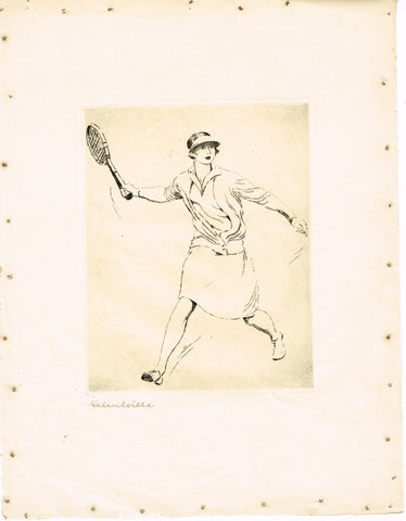 Helen Wills self-portrait with signature