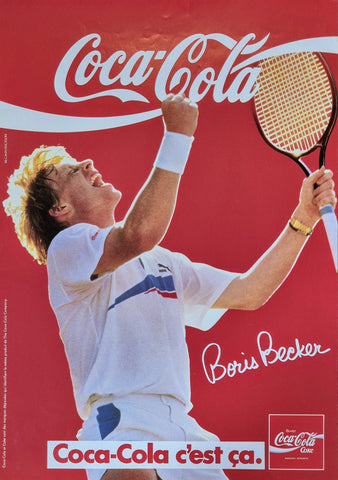 Original Coca Cola Tennis Poster Featuring Boris Becker