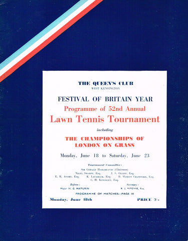 London Grass Court Championships Programme, Queen's Club, 1951