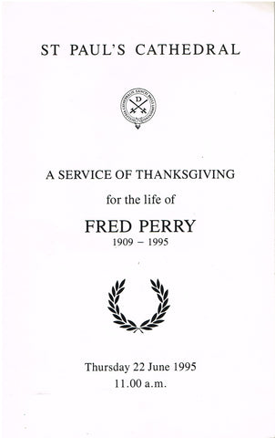 Order of Service from the Funeral of Fred Perry, 1995