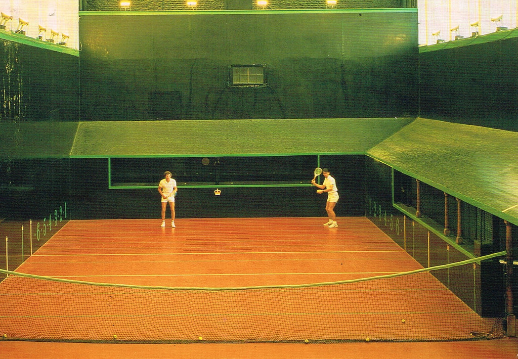 Postcard featuring the tennis courts at Hampton Court