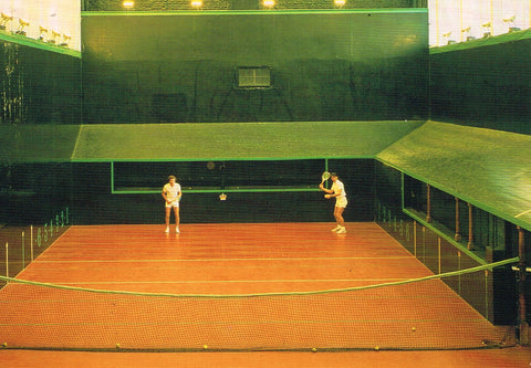 Postcard featuring the tennis courts at Hampton Court
