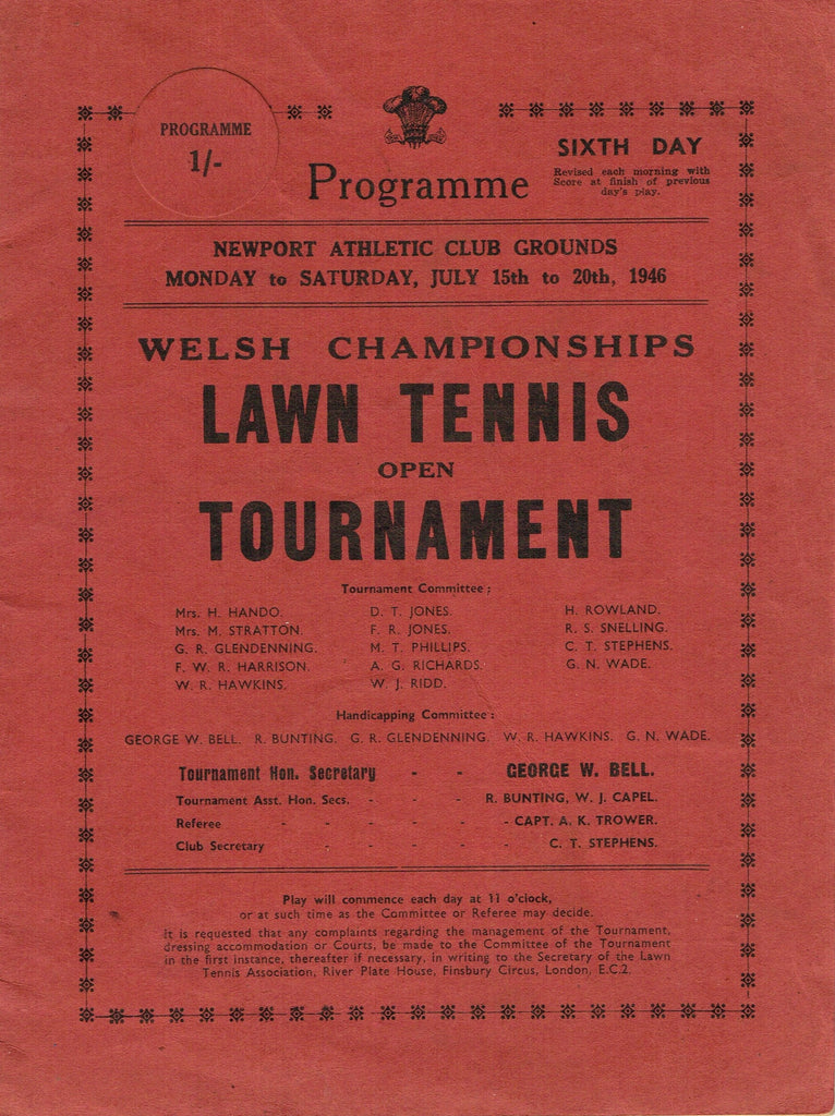 1946 Welsh Championships programme