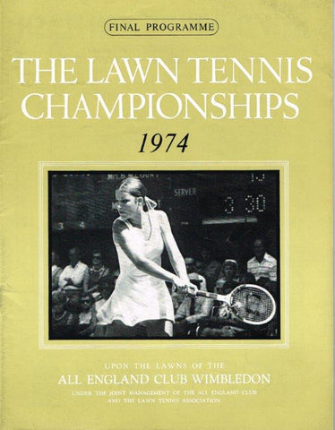 1974 Wimbledon Final Championships Programme with Full Results