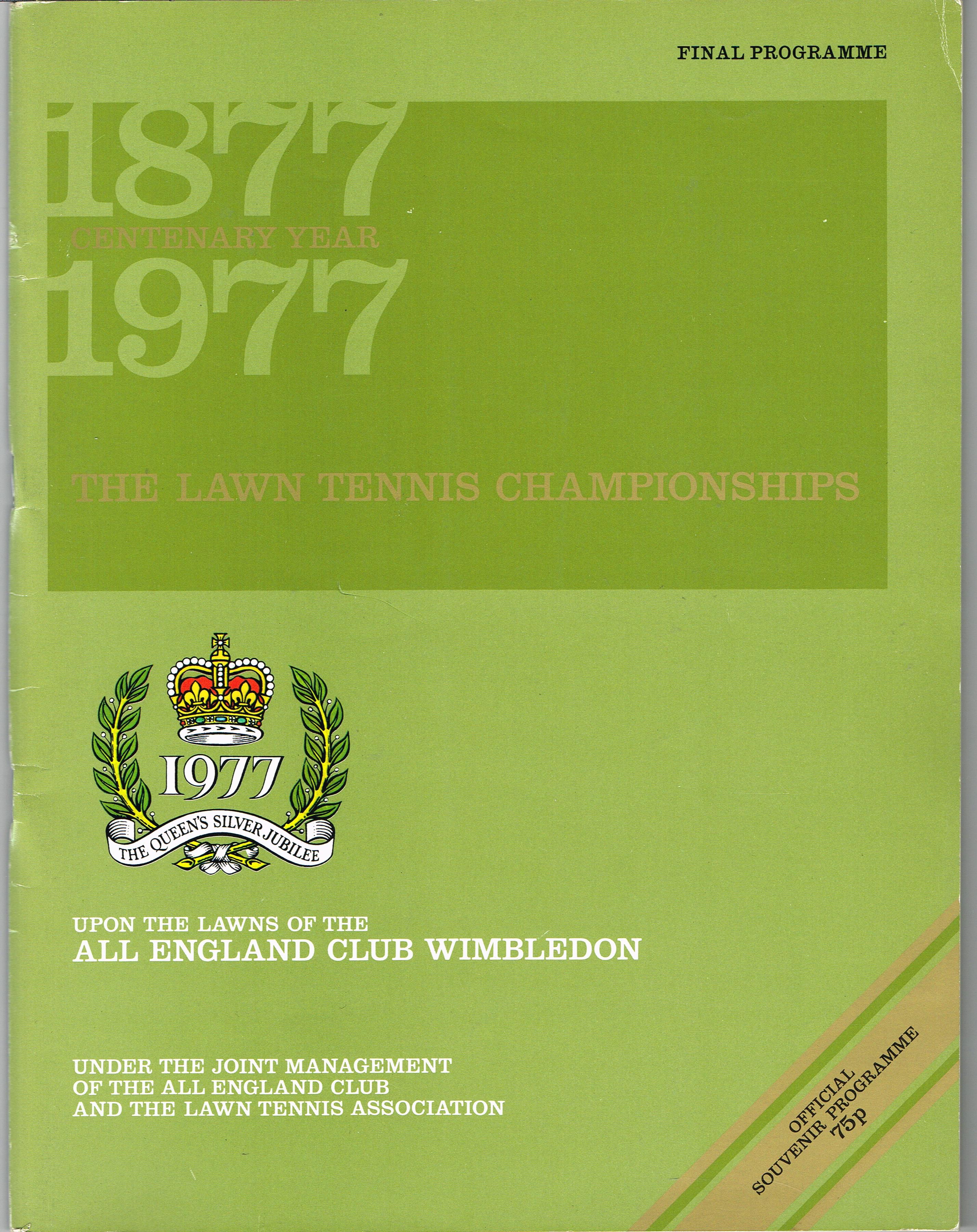 1977 Wimbledon Final Programme with Full Results Tennis Gallery Wimbledon