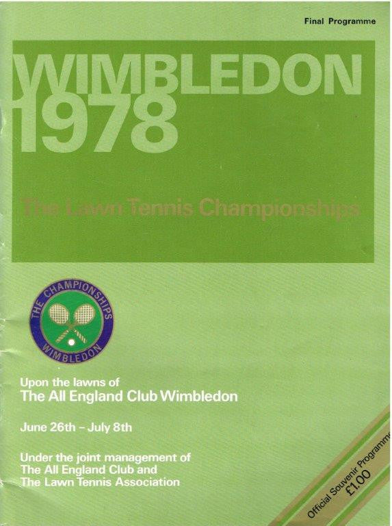 1978 Wimbledon Championships Final Programme with Full Results