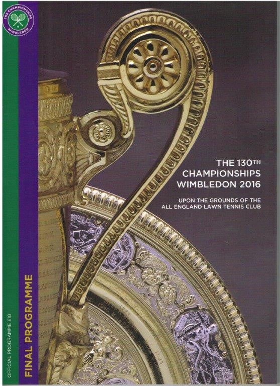 2016 Wimbledon Championships Final Programme with Full Results
