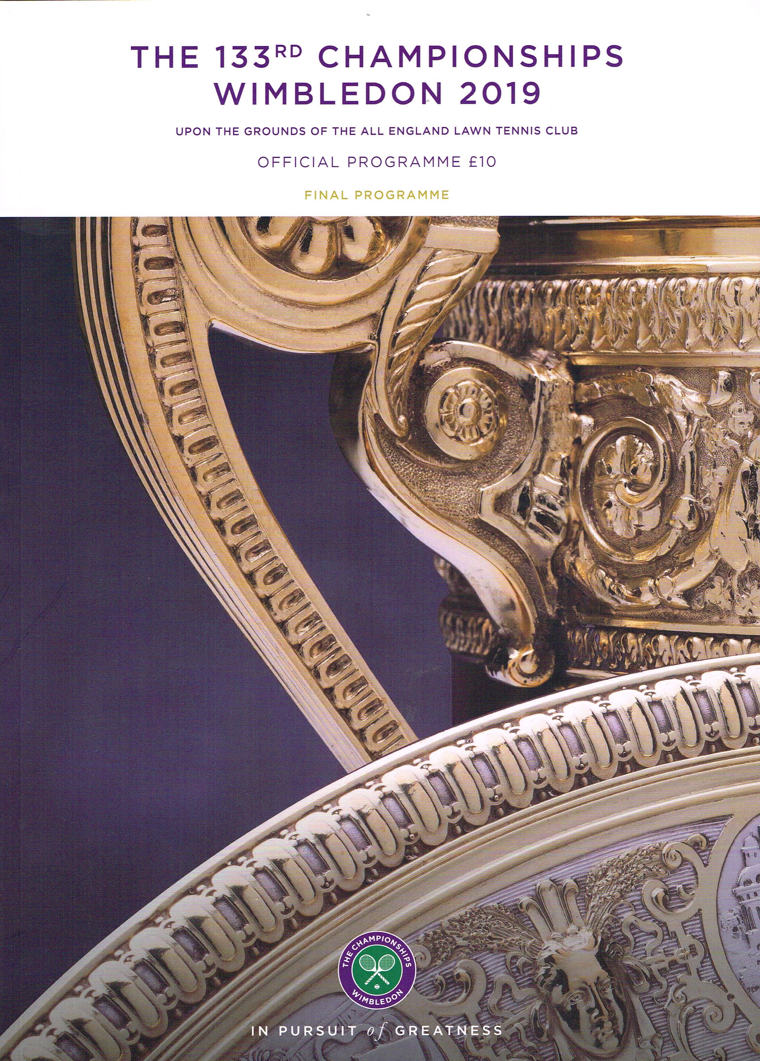 2019 Wimbledon Championships Final Programme with Full Results Tennis