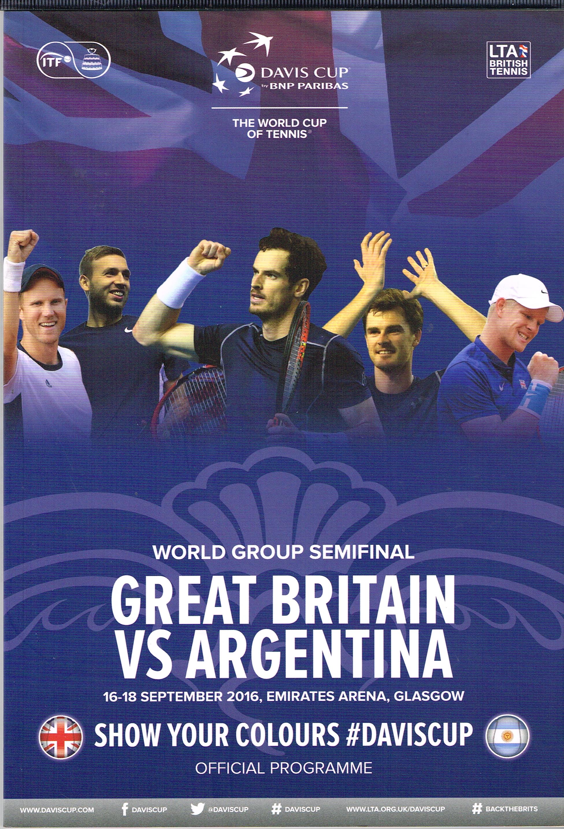 Davis Cup 2016 Great Britain vs Argentina Programme
