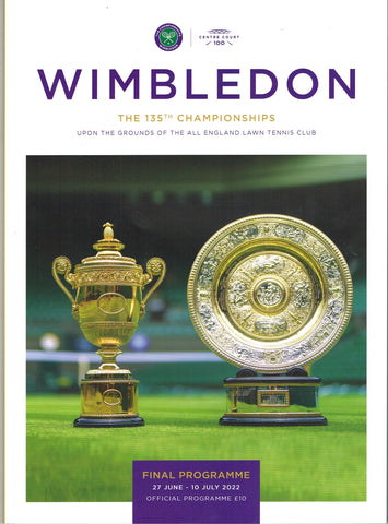 2022 Wimbledon Championships Final Programme with Full Results