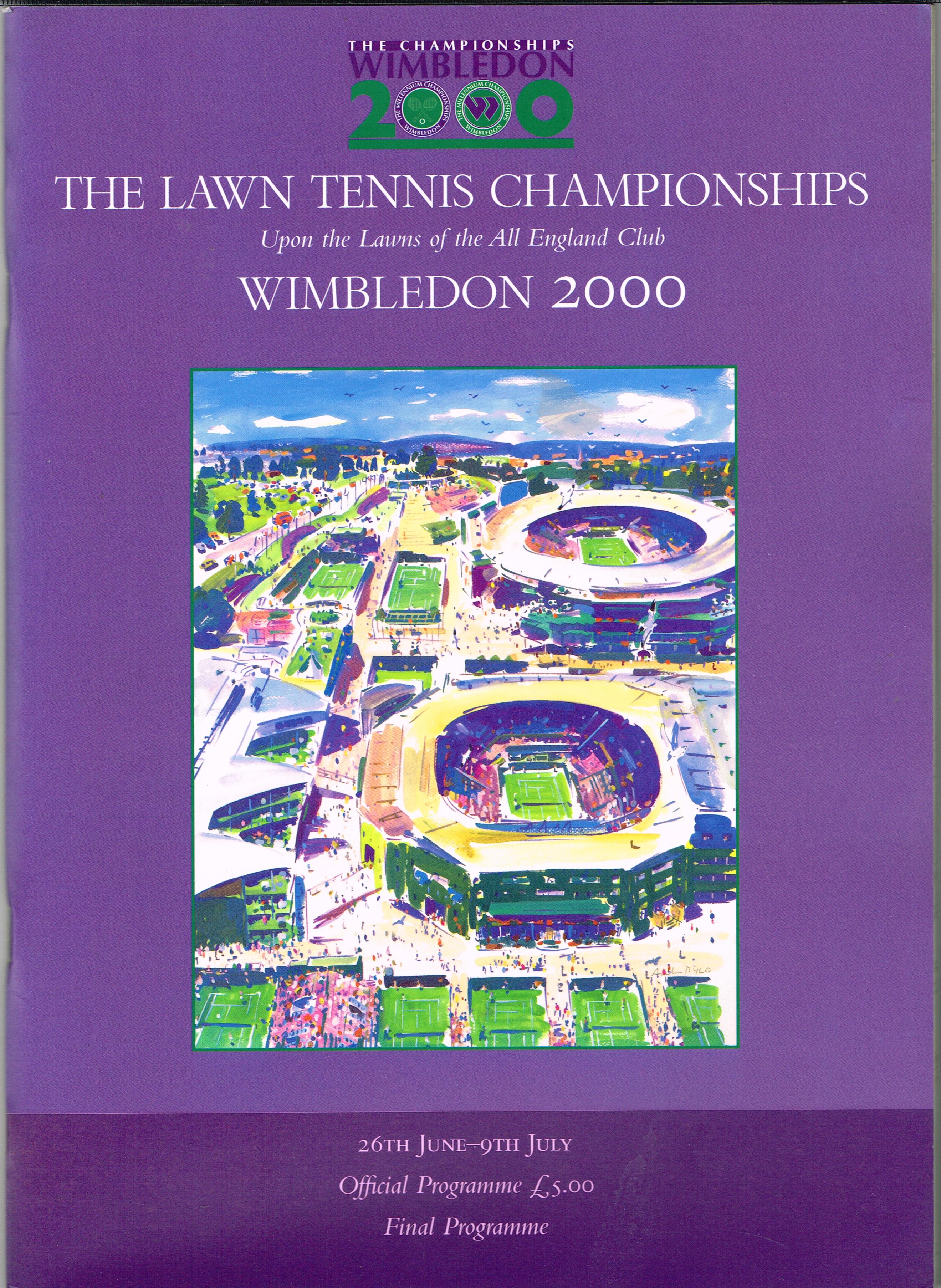 2000 Wimbledon Championships Final Programme with Full Results Tennis