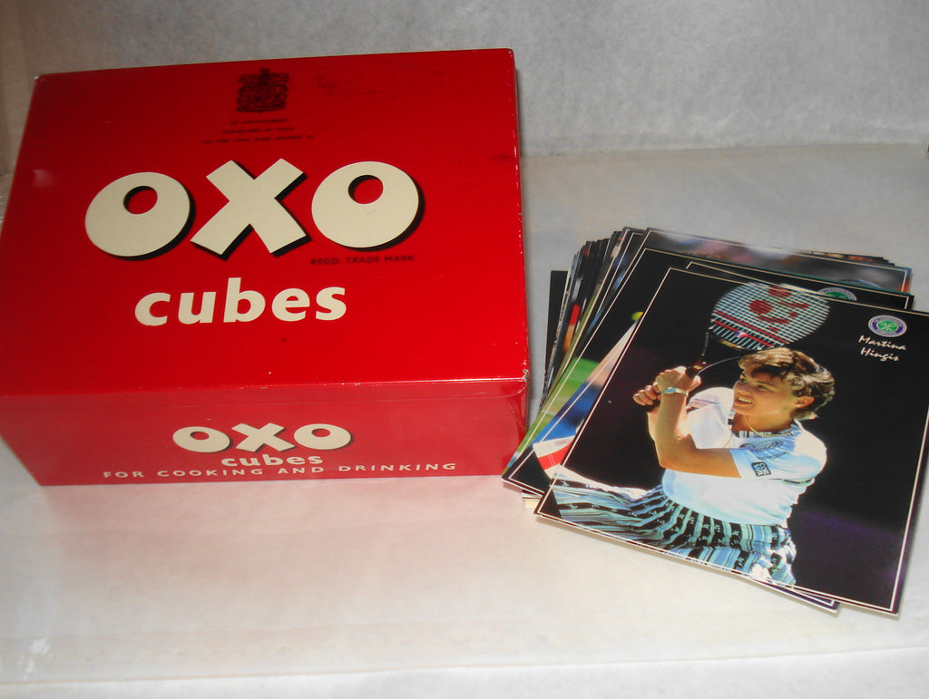 50 Collectable Tennis Postcards in Vintage OXO Tin