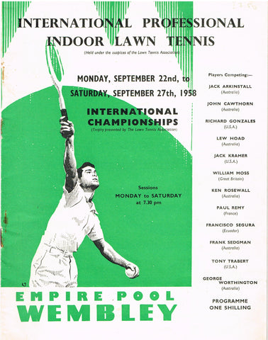 1958 Wembley Pro Tennis Programme