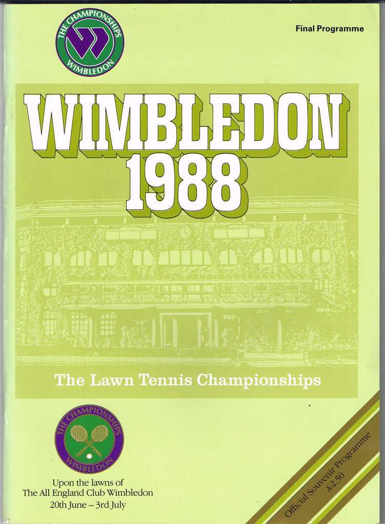 1988 Wimbledon Championships Final Programme with Full Results