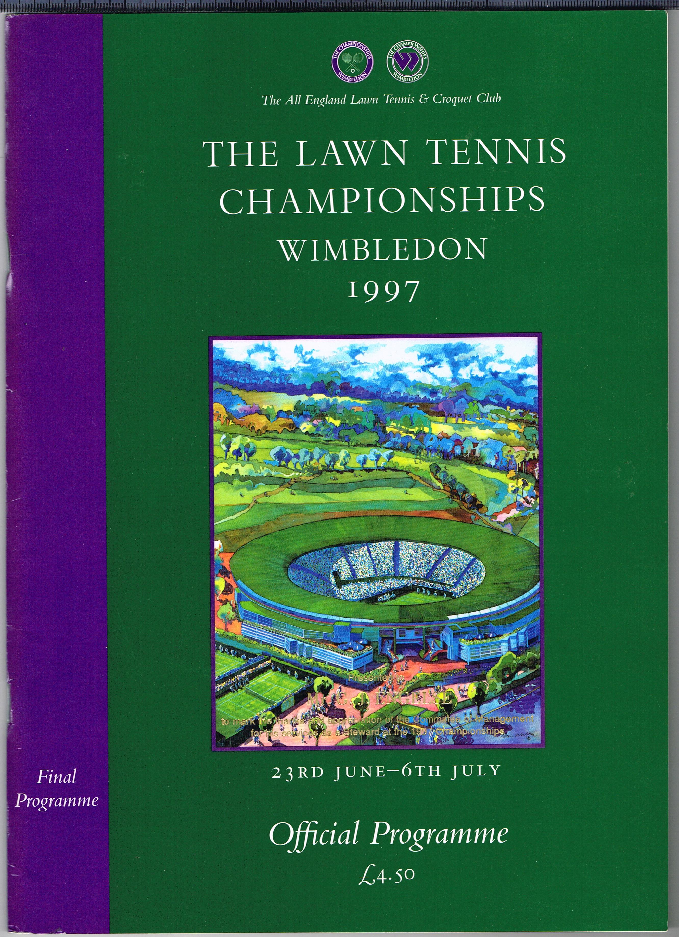 1997 Wimbledon Championships Final Programme with Full Results Tennis