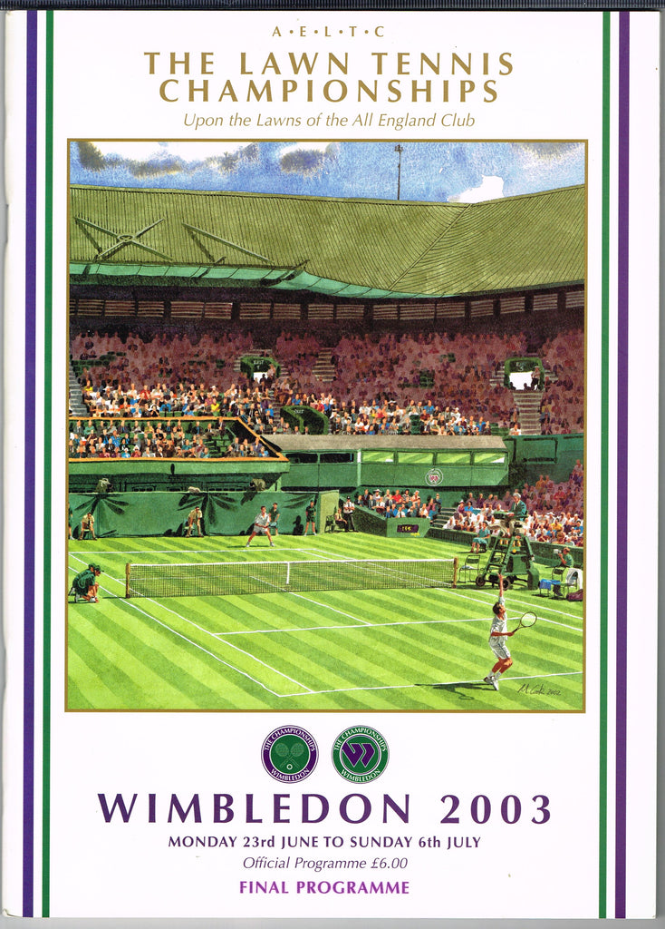 2003 Wimbledon Championships Final Programme with Full Results
