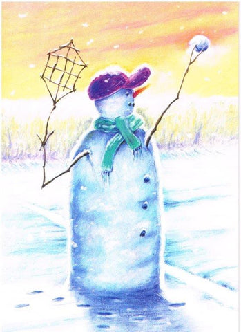 Christmas Card - Snowman Playing Tennis (Order Ref CC02)